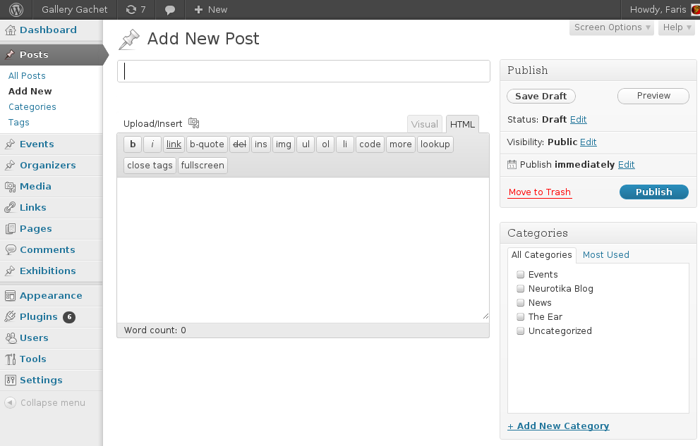 Wordpress post menu creation