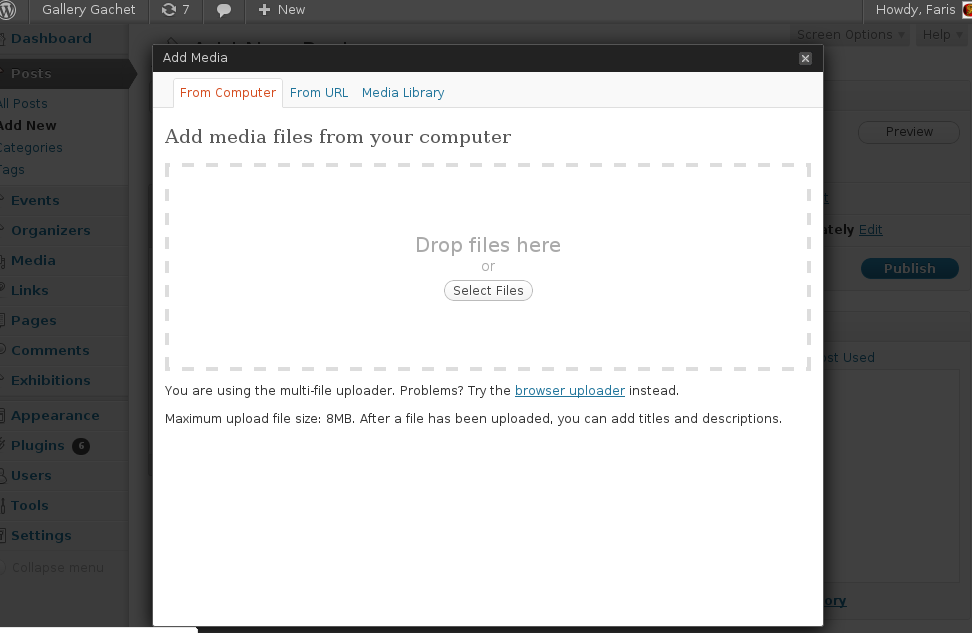 Wordpress post menu media addition